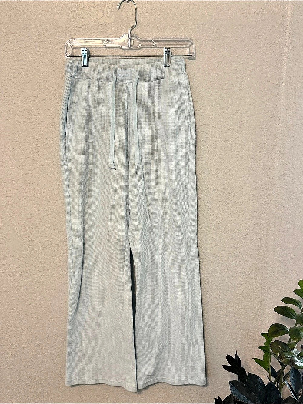 Comfrt Waffle Lounge Pant Wide Leg Pants in Blue Size Small